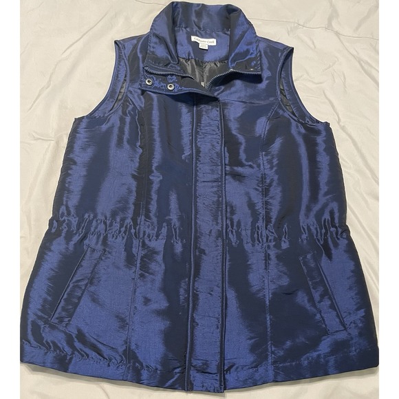 Coldwater Creek Iridescent Blue Vest Womens Size‎ 10/12 Long Pockets Insulated - Picture 1 of 8